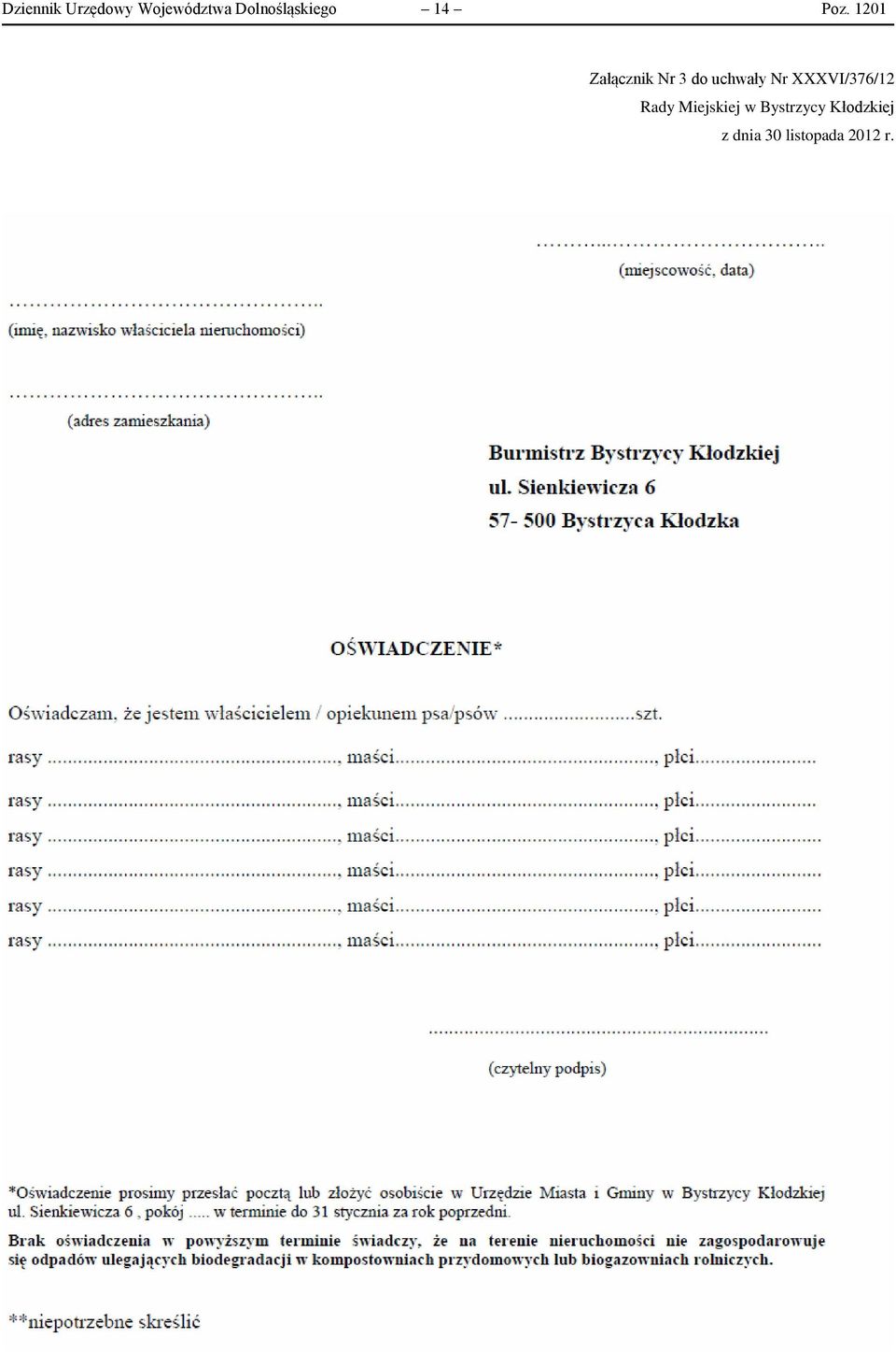 1201 Załącznik Nr 3 do uchwały Nr