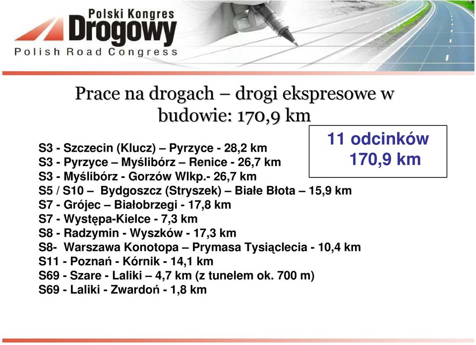 - 26,7 km S5 / S10 Bydgoszcz (Stryszek) Białe Błota 15,9 km S7 - Grójec Białobrzegi - 17,8 km S7 - Występa-Kielce - 7,3 km S8