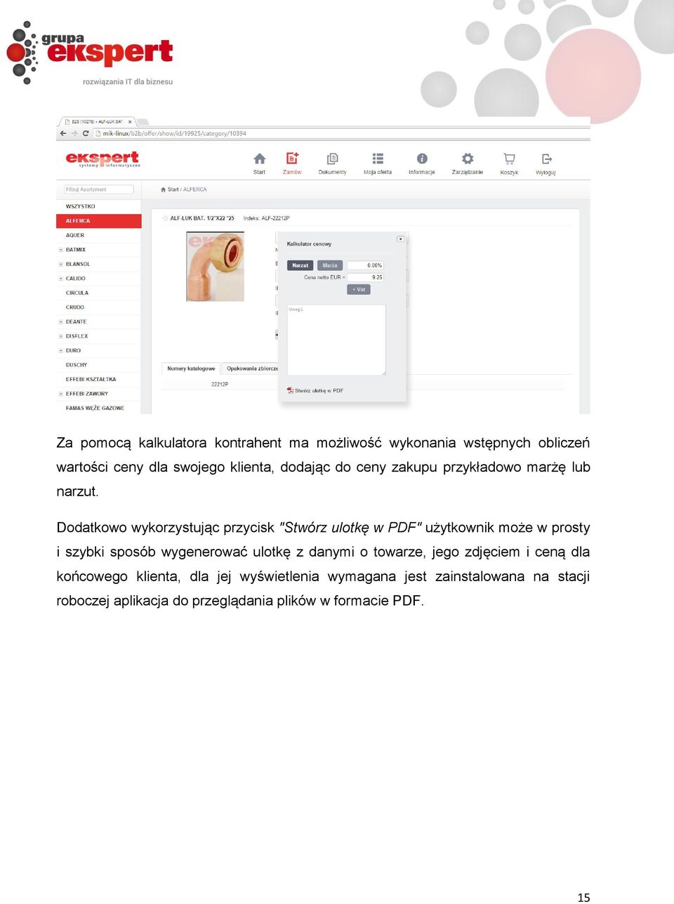 Dodatkowo wykorzystując przycisk "Stwórz ulotkę w PDF" użytkownik może w prosty i szybki sposób wygenerować ulotkę