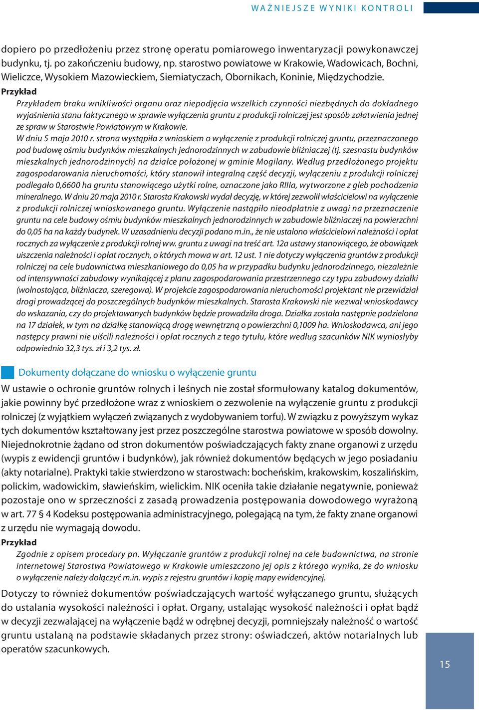 Przykład Przykładem braku wnikliwości organu oraz niepodjęcia wszelkich czynności niezbędnych do dokładnego wyjaśnienia stanu faktycznego w sprawie wyłączenia gruntu z produkcji rolniczej jest sposób