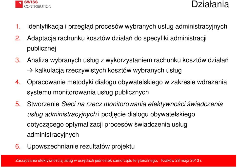 Analiza wybranych usług z wykorzystaniem rachunku kosztów działań kalkulacja rzeczywistych kosztów wybranych usług 4.