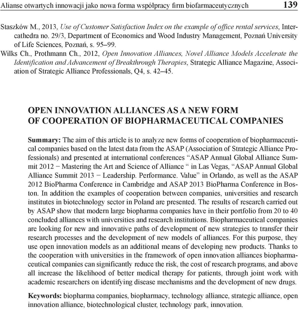 , 2012, Open Innovation Alliances, Novel Alliance Models Accelerate the Identification and Advancement of Breakthrough Therapies, Strategic Alliance Magazine, Association of Strategic Alliance
