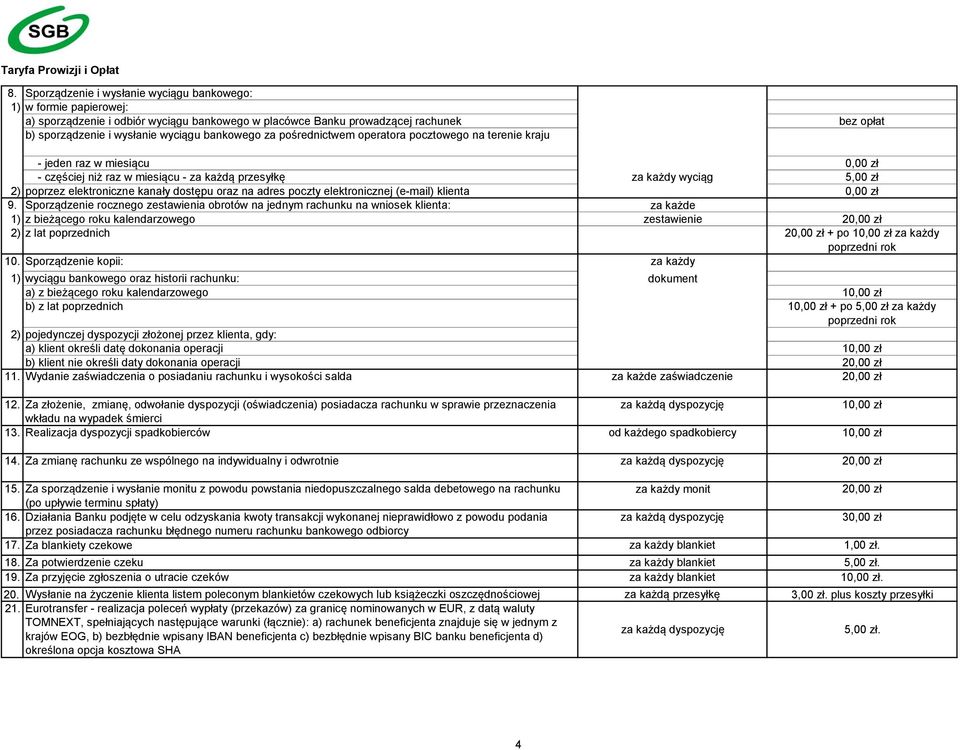 kanały dostępu oraz na adres poczty elektronicznej (e-mail) klienta 0,00 zł 9.