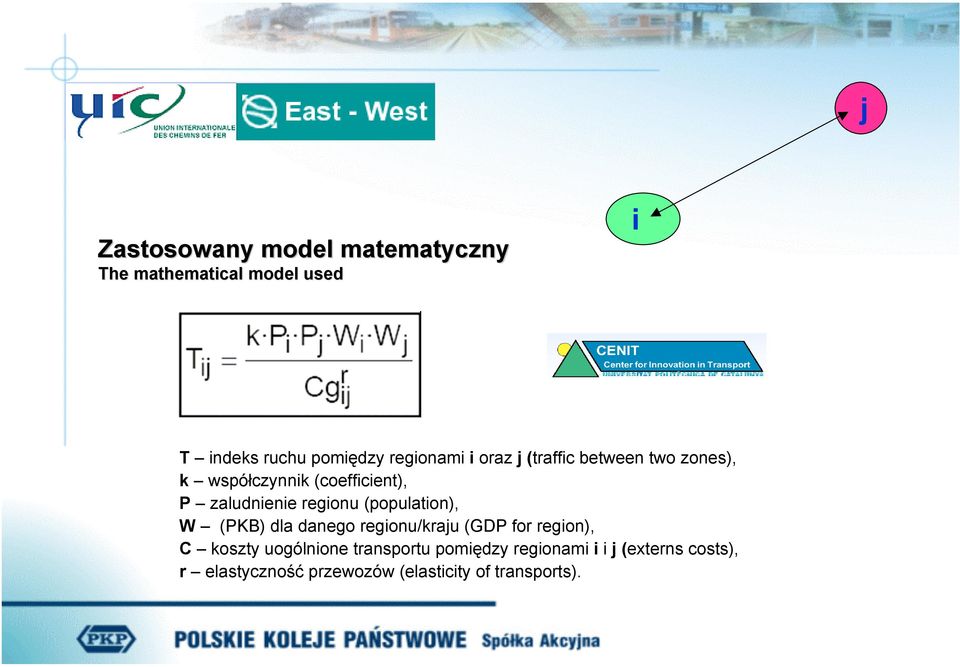 regionu (population), W (PKB) dla danego regionu/kraju (GDP for region), C koszty uogólnione