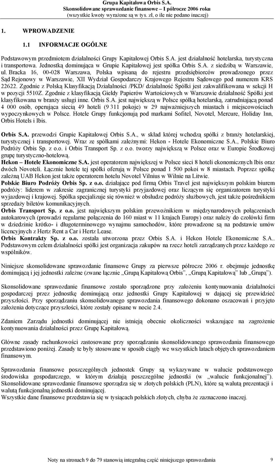 Bracka 16, 00-028 Warszawa, Polska wpisaną do rejestru przedsiębiorców prowadzonego przez Sąd Rejonowy w Warszawie, XII Wydział Gospodarczy Krajowego Rejestru Sądowego pod numerem KRS 22622.