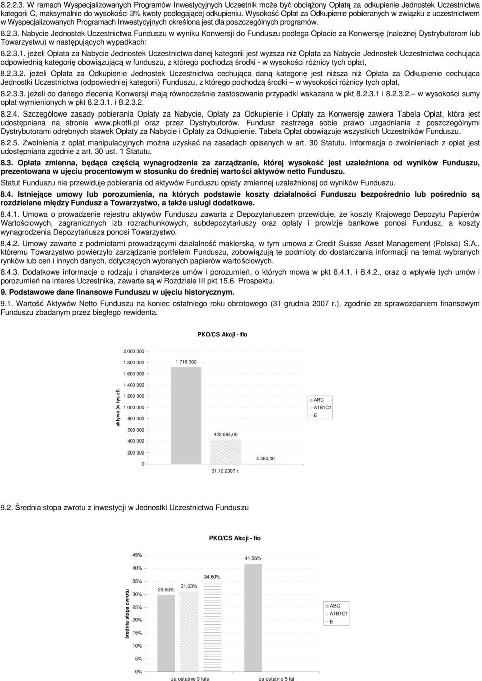 Wysokość Opłat za Odkupienie pobieranych w związku z uczestnictwem w Wyspecjalizowanych Programach Inwestycyjnych określona jest dla poszczególnych programów. 8.2.3.