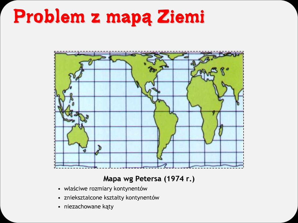 ) właściwe rozmiary kontynentów