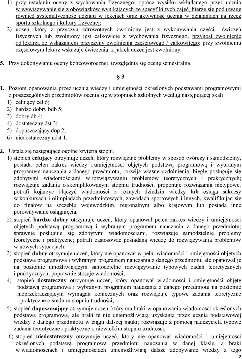 ćwiczeń fizycznych lub zwolniony jest całkowicie z wychowania fizycznego, przynosi zwolnienie od lekarza ze wskazaniem przyczyny zwolnienia częściowego / całkowitego; przy zwolnieniu częściowym