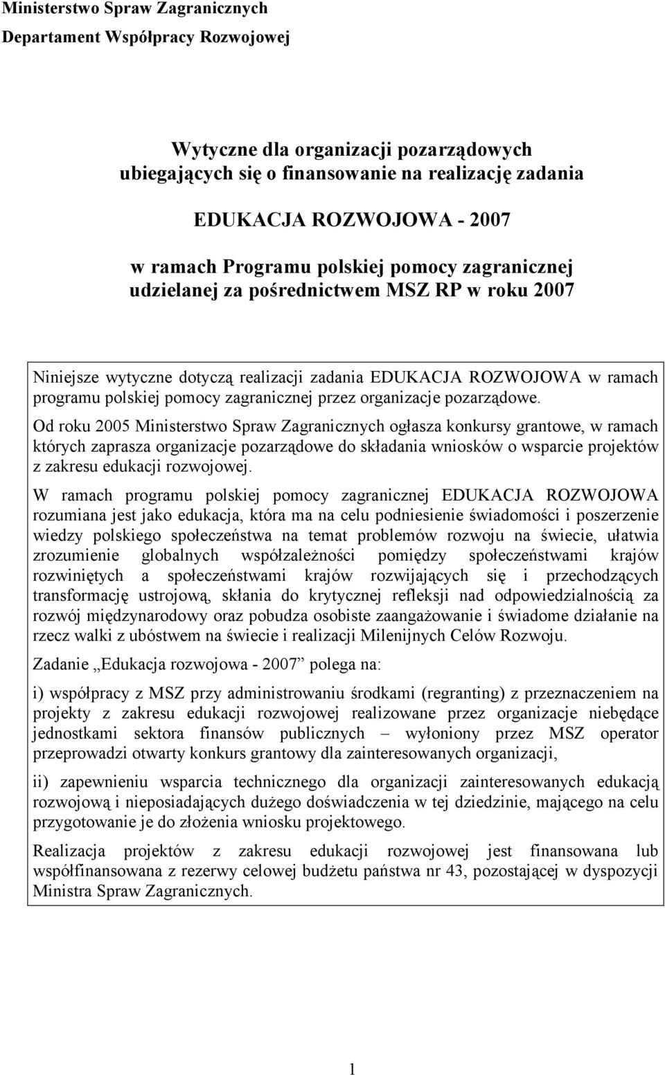 przez organizacje pozarządowe.