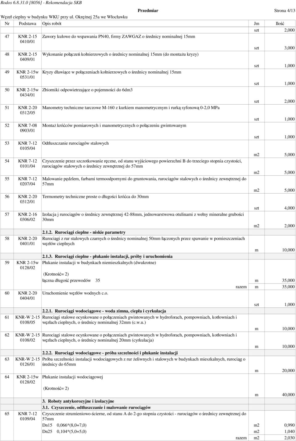 0126/01 64 KNR 2-15w 0128/02 65 KNR 7-12 0109/04 Zawory kulowe do wspawania PN40, firmy ZAWGAZ o średnicy nominalnej 15mm Wykonanie połączeń kołnierzowych o średnicy nominalnej 15mm (do montaŝu