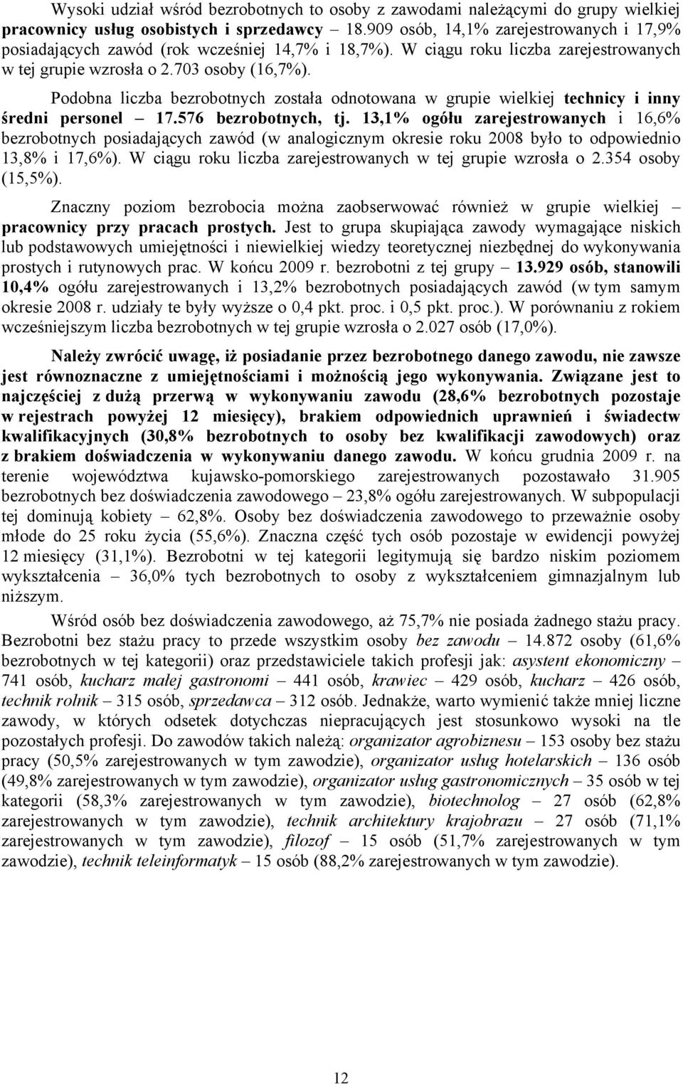 Podobna liczba bezrobotnych została odnotowana w grupie wielkiej technicy i inny średni personel 17.576 bezrobotnych, tj.