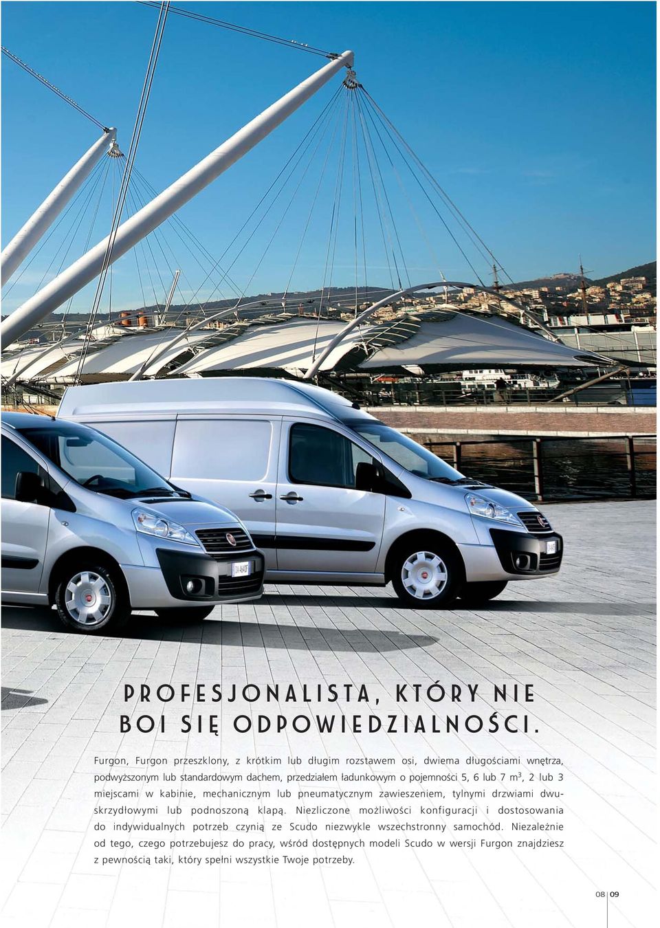 5, 6 lub 7 m 3, 2 lub 3 miejscami w kabinie, mechanicznym lub pneumatycznym zawieszeniem, tylnymi drzwiami dwuskrzydłowymi lub podnoszoną klapą.