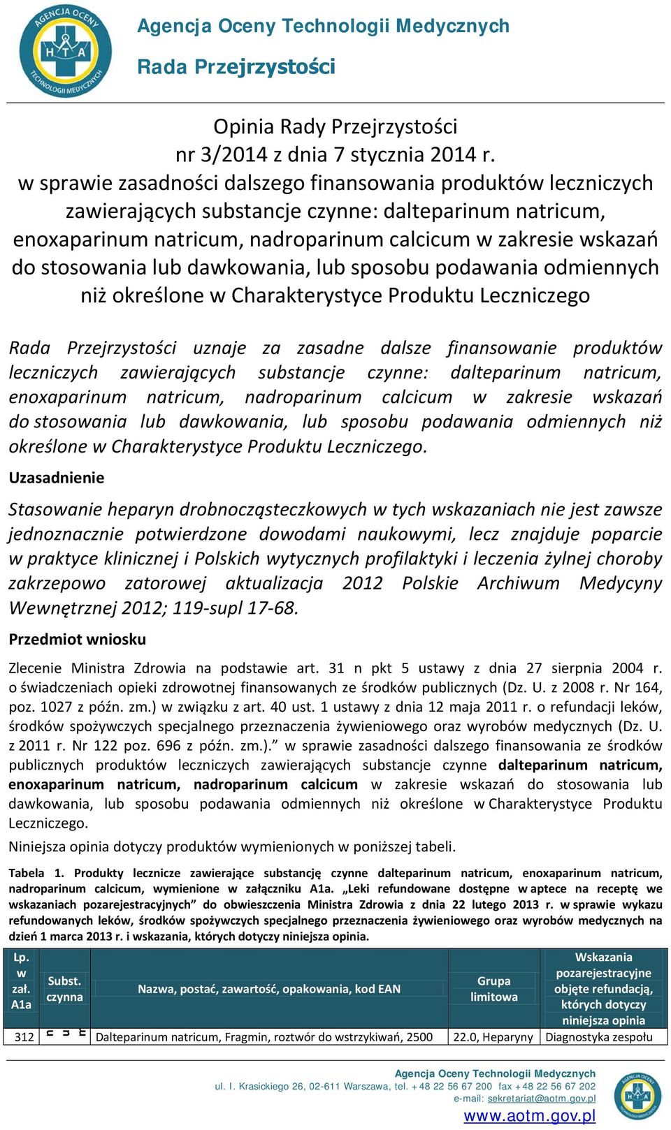 lub dawkowania, lub sposobu podawania odmiennych niż określone w Charakterystyce Produktu Leczniczego Rada Przejrzystości uznaje za zasadne dalsze finansowanie produktów leczniczych zawierających