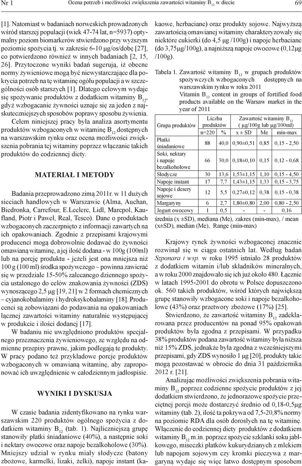 w zakresie 6-10 µg/os/dobę [27], co potwierdzono również w innych badaniach [2, 15, 26].
