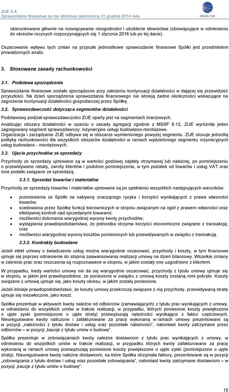 Podstawa sporządzenia Sprawozdanie finansowe zostało sporządzone przy założeniu kontynuacji działalności w dającej się przewidzieć przyszłości.