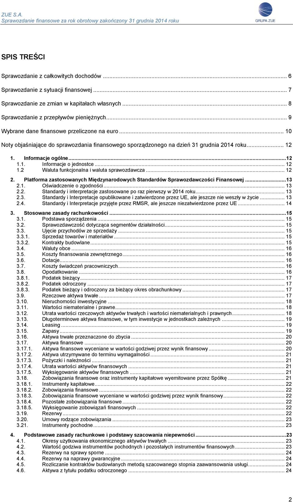 .. 12 1.2 Waluta funkcjonalna i waluta sprawozdawcza... 12 2. Platforma zastosowanych Międzynarodowych Standardów Sprawozdawczości Finansowej... 13 2.1. Oświadczenie o zgodności... 13 2.2. Standardy i interpretacje zastosowane po raz pierwszy w 2014 roku.