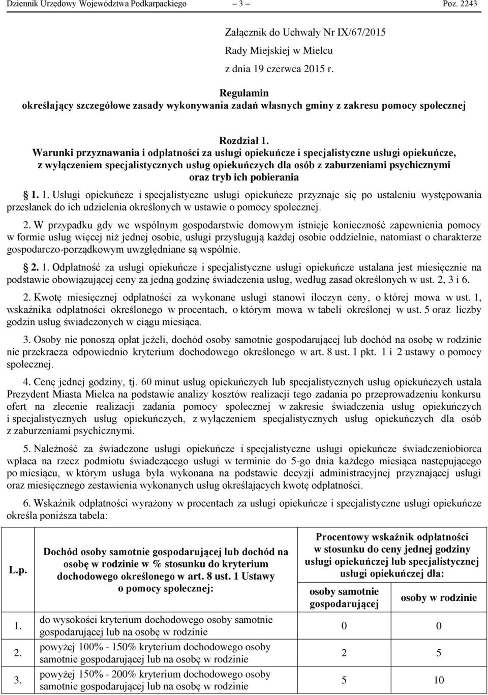 opiekuńcze, z wyłączeniem specjalistycznych usług opiekuńczych dla osób z zaburzeniami psychicznymi oraz tryb ich pobierania Usługi opiekuńcze i specjalistyczne usługi opiekuńcze przyznaje się po
