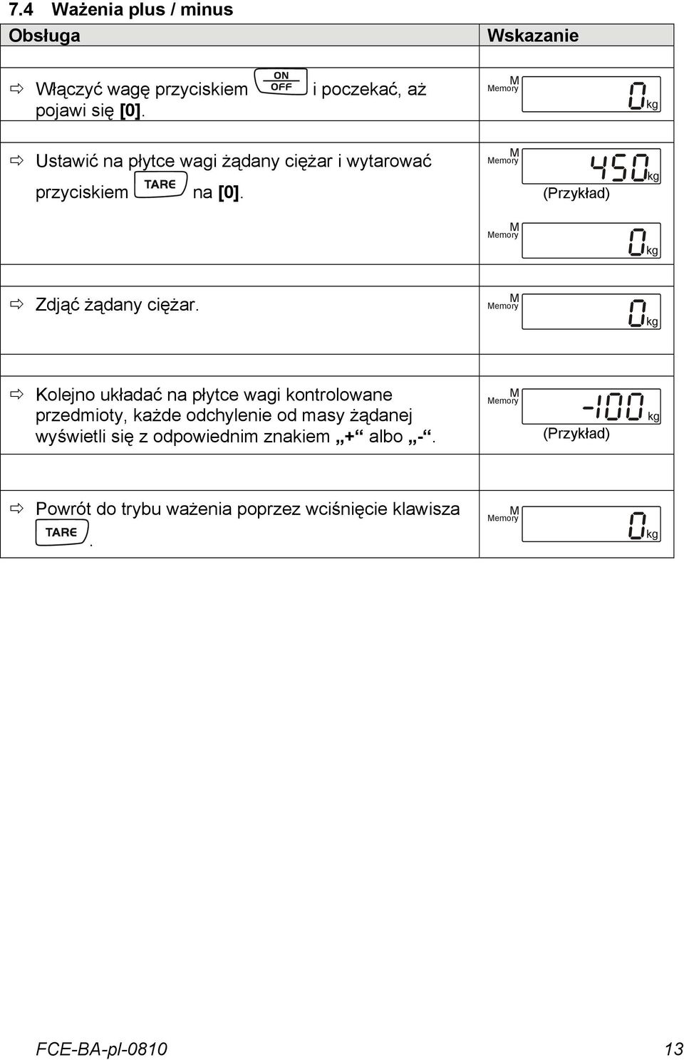 (Przykład) Zdjąć żądany ciężar.