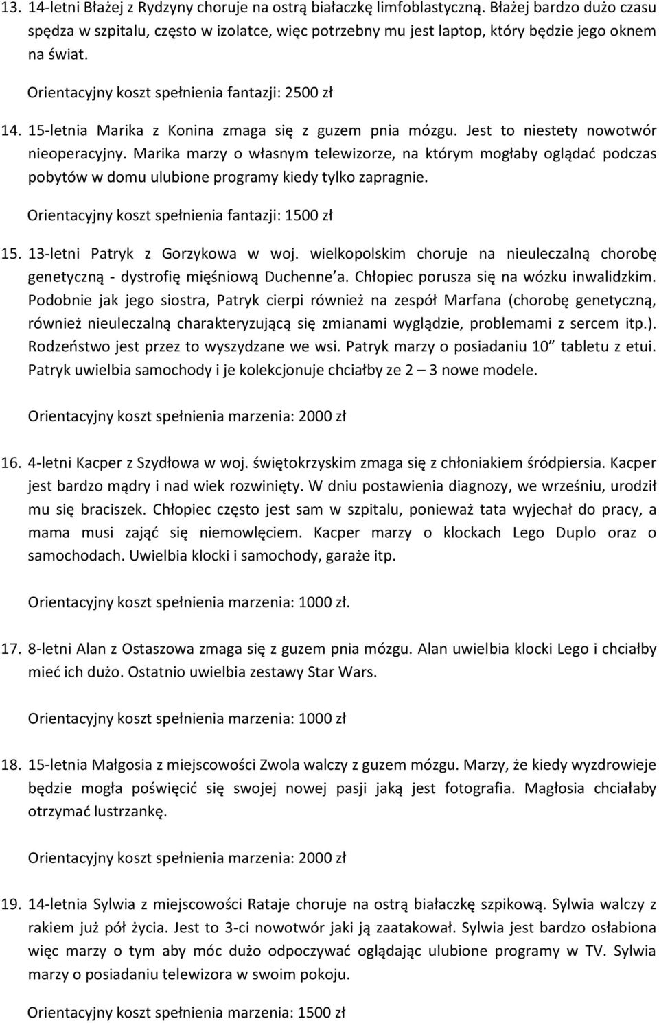 15-letnia Marika z Konina zmaga się z guzem pnia mózgu. Jest to niestety nowotwór nieoperacyjny.