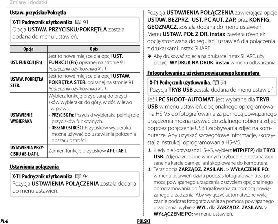 Wybierz funkcję przypisaną do przycisków wybieraka: do góry, w dół, w lewo i w prawo. USTAWIENIE PRZYCISK Fn: Przyciski wybieraka pełnią rolę WYBIERAKA przycisków funkcyjnych.