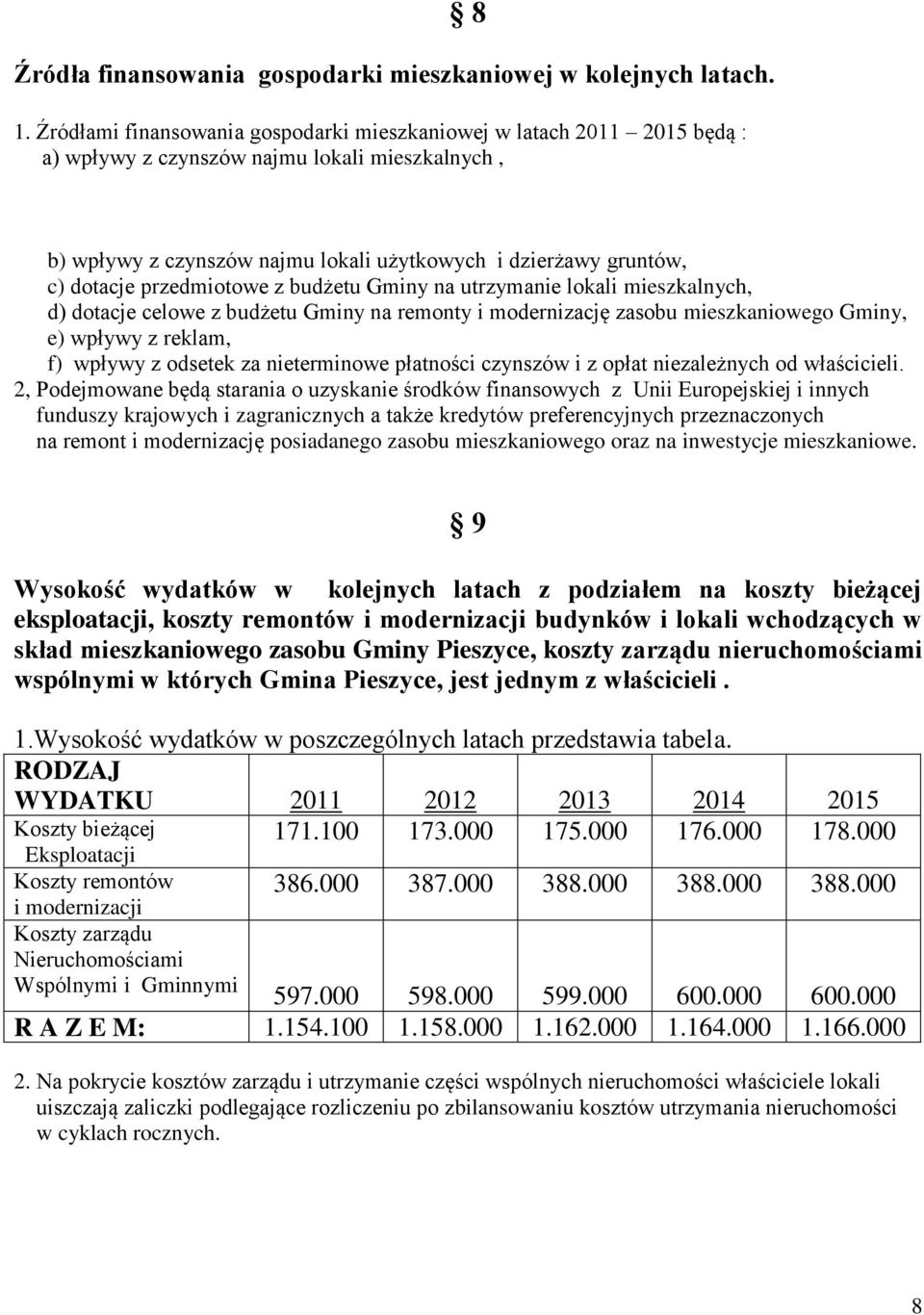 przedmiotowe z budżetu Gminy na utrzymanie lokali mieszkalnych, d) dotacje celowe z budżetu Gminy na remonty i modernizację zasobu mieszkaniowego Gminy, e) wpływy z reklam, f) wpływy z odsetek za