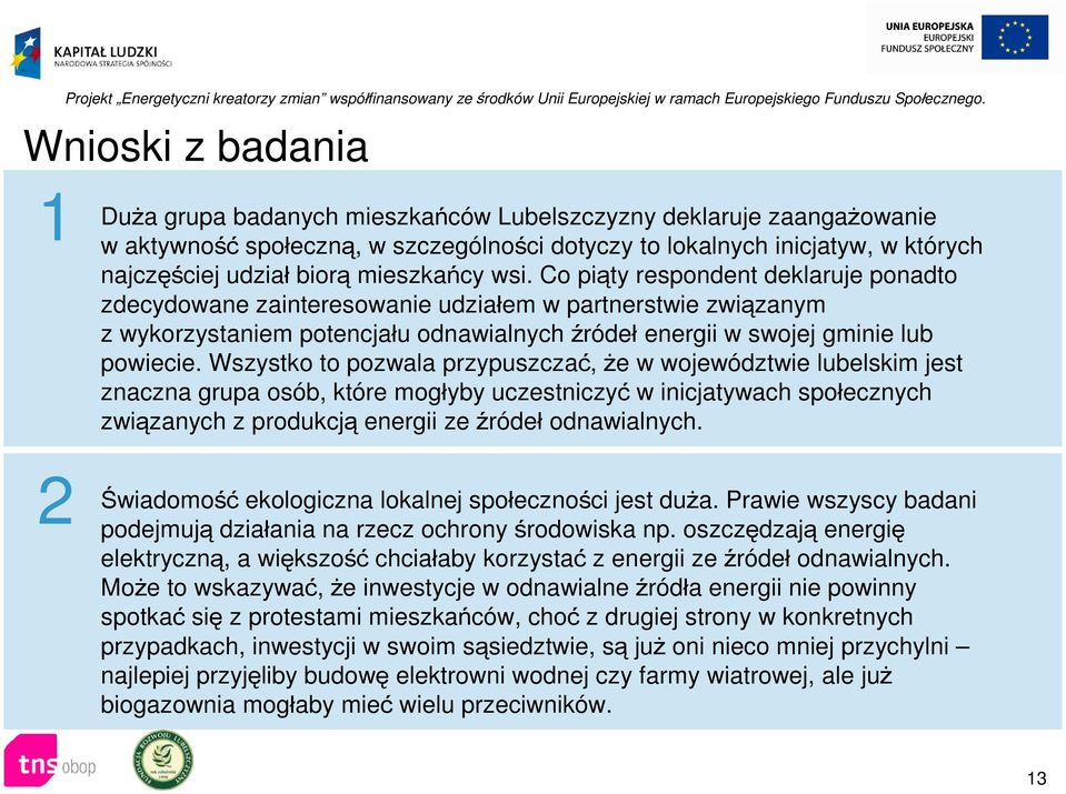 Co piąty respondent deklaruje ponadto zdecydowane zainteresowanie udziałem w partnerstwie związanym z wykorzystaniem potencjału odnawialnych źródeł energii w swojej gminie lub powiecie.