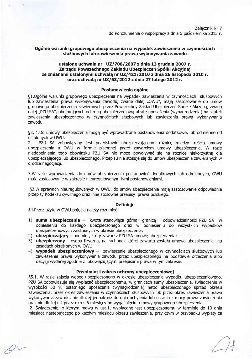 ZarzEdu Powszechnego Za klad u U bezpi eczef Sp6tki Akcyj nej ze zmianami ustalonymi uchwalq nr UZl42UzOtO z dnia 26 listopada 2010 r. oraz uchwalq nr UZ 6S 2OL2zdnia 27 lutego 2OL2r.