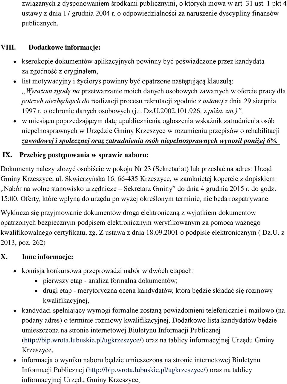 Wyrażam zgodę na przetwarzanie moich danych osobowych zawartych w ofercie pracy dla potrzeb niezbędnych do realizacji procesu rekrutacji zgodnie z ustawą z dnia 29 sierpnia 1997 r.