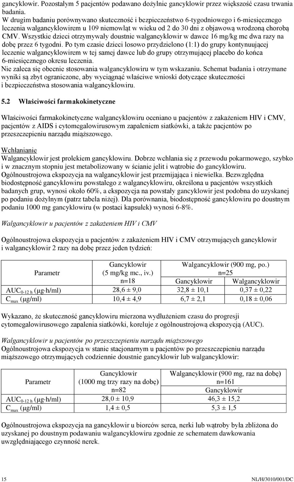 Wszystkie dzieci otrzymywały doustnie walgancyklowir w dawce 16 mg/kg mc dwa razy na dobę przez 6 tygodni.