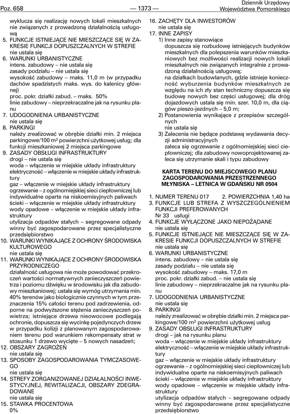 UDODNIENIA URBANISTYCZNE nale y zrealizowaæ w obrêbie dzia³ki min.
