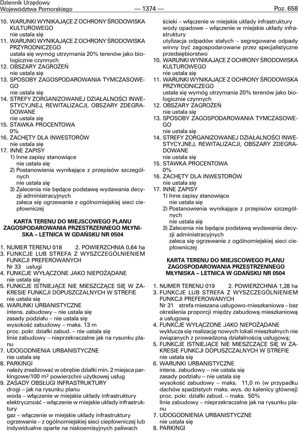 zabudowy zasady podzia³u wysokoœæ zabudowy maks. 13 m proc. pokr. dzia³ki zabud. 7. UDODNIENIA URBANISTYCZNE nale y zrealizowaæ w obrêbie dzia³ki min.