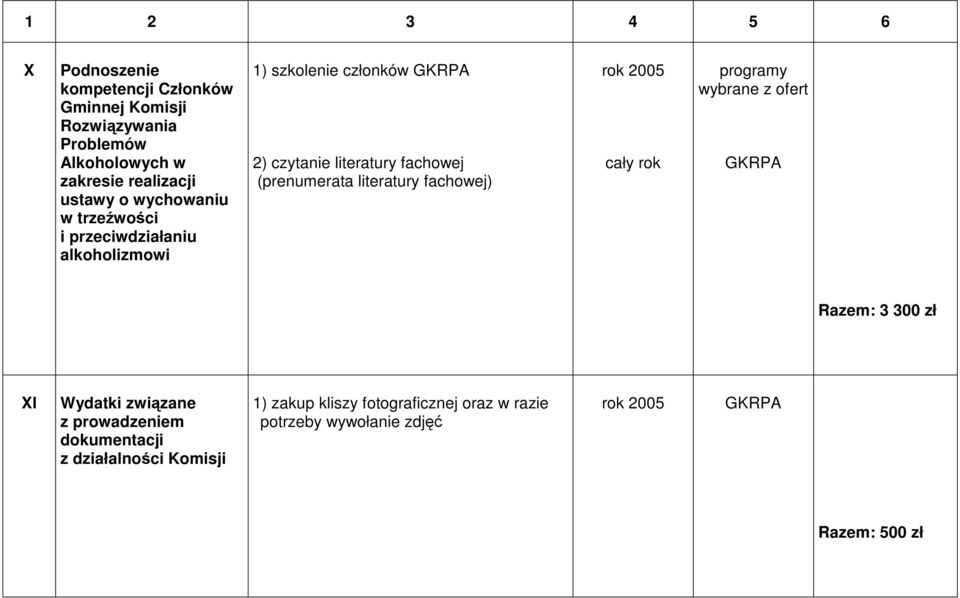 fachowej (prenumerata literatury fachowej) programy wybrane z ofert Razem: 3 300 zł XI Wydatki związane z