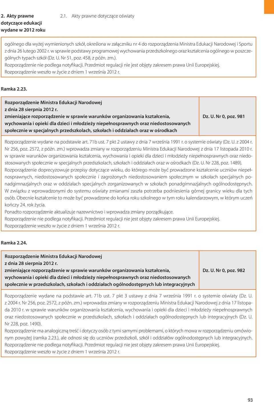 Rozporządzenie weszło w życie z dniem 1 września 2012 r. Ramka 2.23. z dnia 28 sierpnia 2012 r.