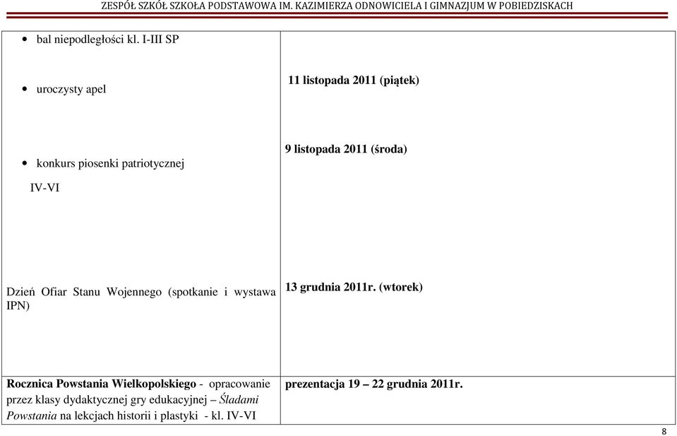 (środa) IV-VI Dzień Ofiar Stanu Wojennego (spotkanie i wystawa IPN) 13 grudnia 2011r.