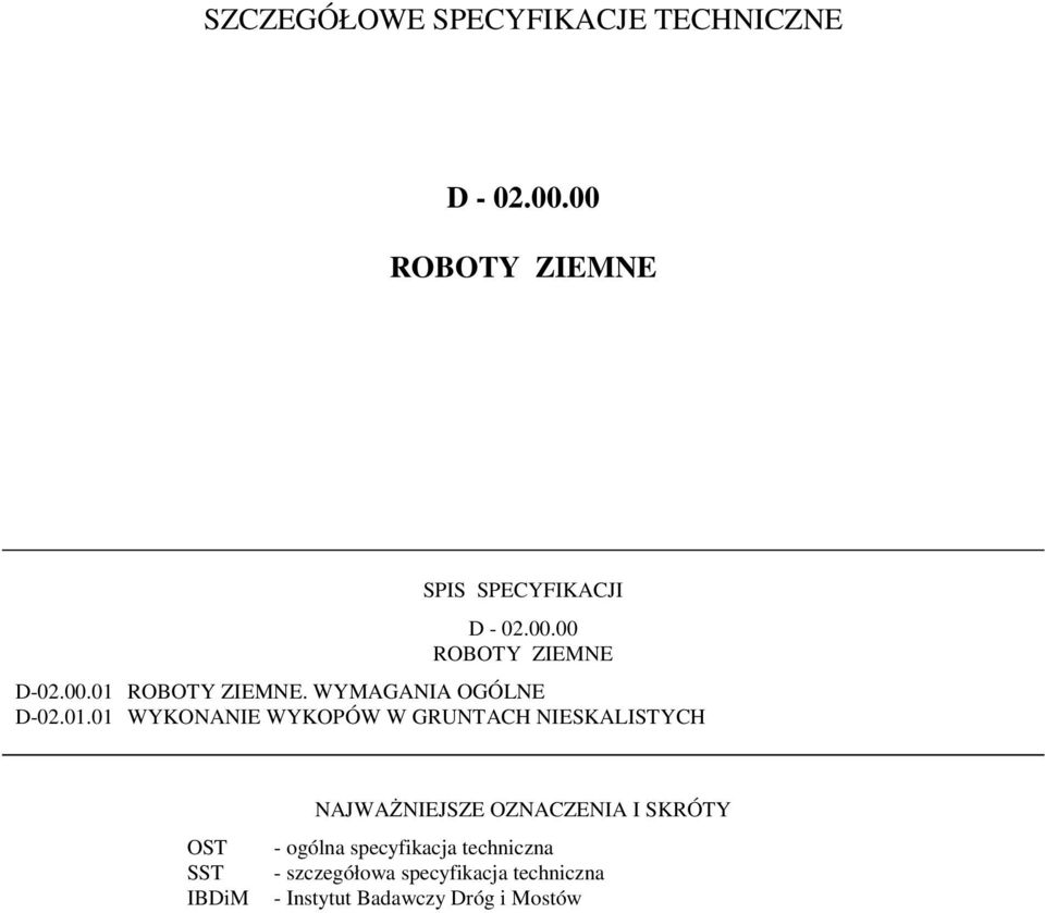 ROBOTY ZIEMNE. WYMAGANIA OGÓLNE D-02.01.