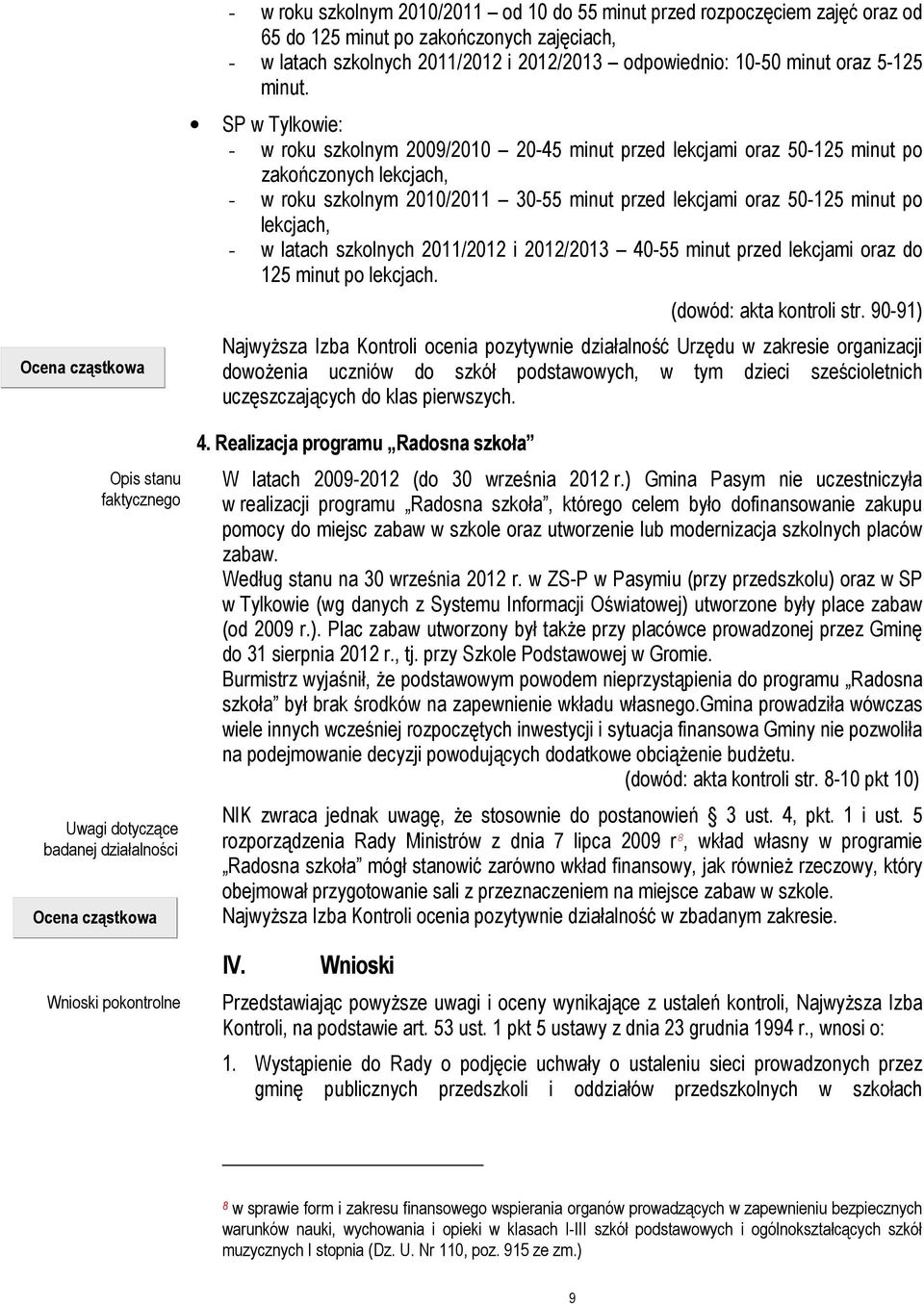SP w Tylkowie: - w roku szkolnym 2009/2010 20-45 minut przed lekcjami oraz 50-125 minut po zakończonych lekcjach, - w roku szkolnym 2010/2011 30-55 minut przed lekcjami oraz 50-125 minut po lekcjach,
