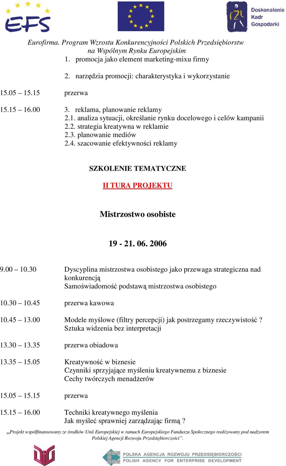 30 Dyscyplina mistrzostwa osobistego jako przewaga strategiczna nad konkurencją Samoświadomość podstawą mistrzostwa osobistego 10.45 13.
