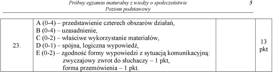 spójna, logiczna wypowiedź, E (0-) zgodność formy wypowiedzi z