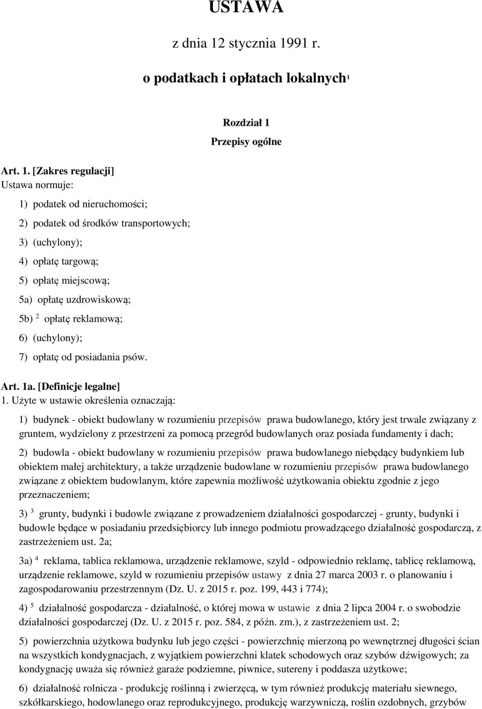 91 r. o podatkach i opłatach lokalnych 1 