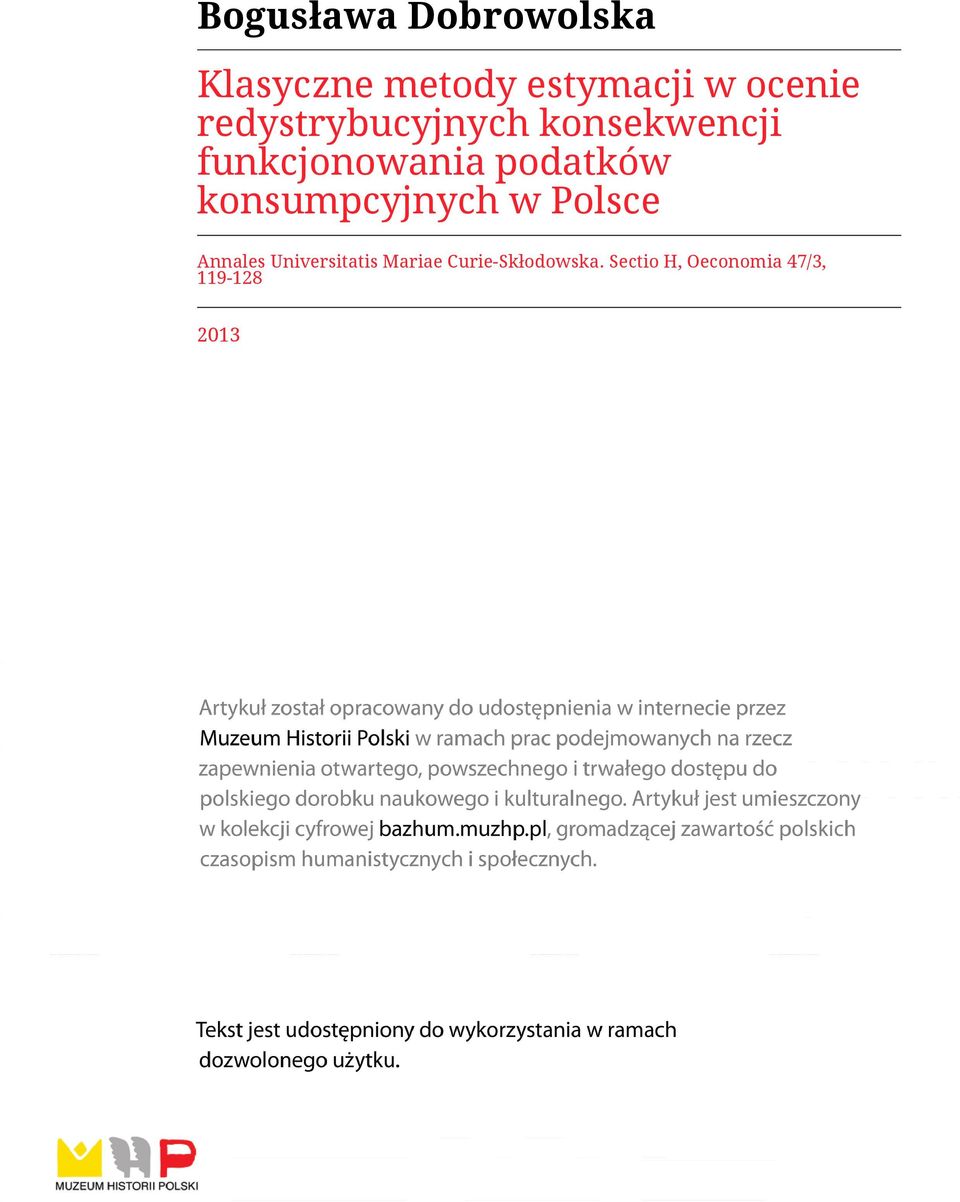 podatków konsumpcyjnych w Polsce Annales Universitatis