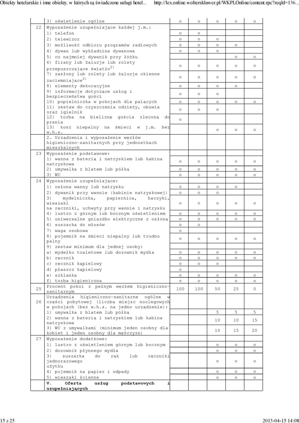 rlety lub żaluzje kienne zaciemniające 2) 8) elementy dekracyjne 9) infrmacje dtyczące usług i bezpieczeństwa gści 10) ppielniczka w pkjach dla palących 11) zestaw d czyszczenia dzieży, buwia raz