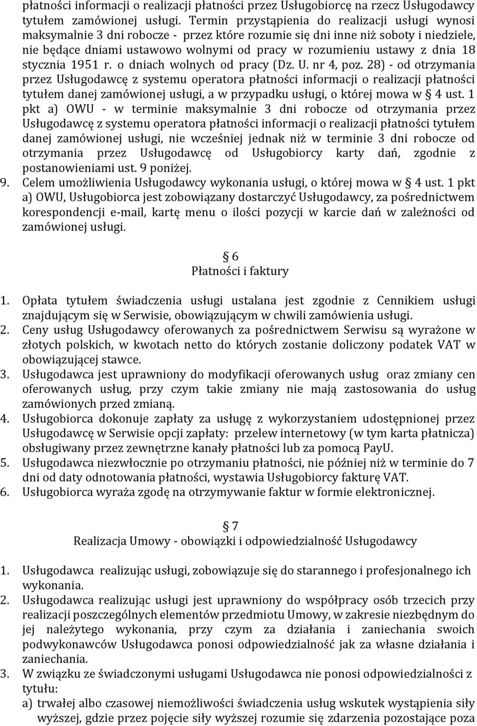 dnia 18 stycznia 1951 r. o dniach wolnych od pracy (Dz. U. nr 4, poz.