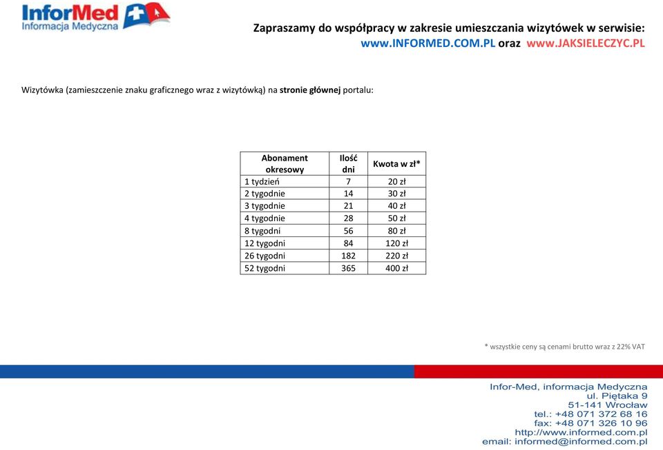 tydzieo 7 20 zł 2 tygodnie 14 30 zł 3 tygodnie 21 40 zł 4 tygodnie 28 50 zł 8 tygodni 56 80 zł 12