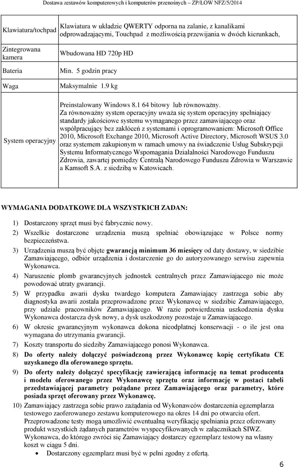 Za równoważny system operacyjny uważa się system operacyjny spełniający standardy jakościowe systemu wymaganego przez zamawiającego oraz współpracujący bez zakłóceń z systemami i oprogramowaniem: