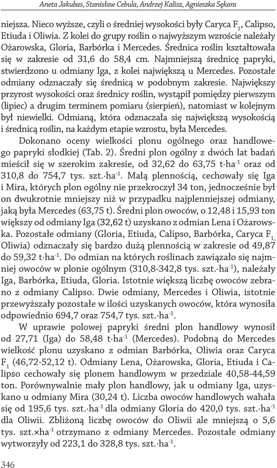 Njmniejszą średnicę ppryki, stwierdzono u odminy Ig, z kolei njwiększą u Mercedes. Pozostłe odminy odznczły się średnicą w podobnym zkresie.