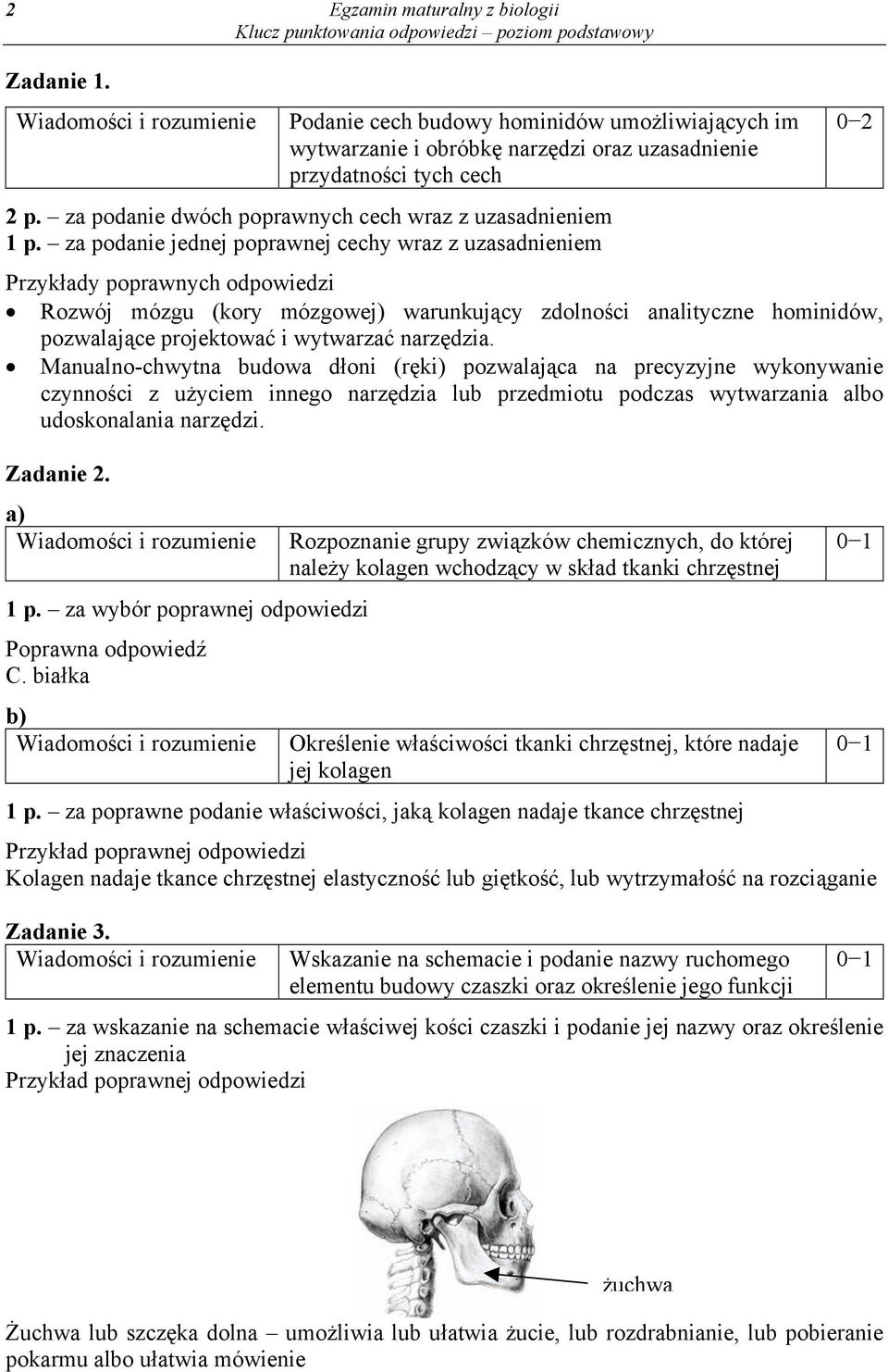 Manualno-chwytna budowa dłoni (ręki) pozwalająca na precyzyjne wykonywanie czynności z użyciem innego narzędzia lub przedmiotu podczas wytwarzania albo udoskonalania narzędzi. Zadanie 2. 1 p.