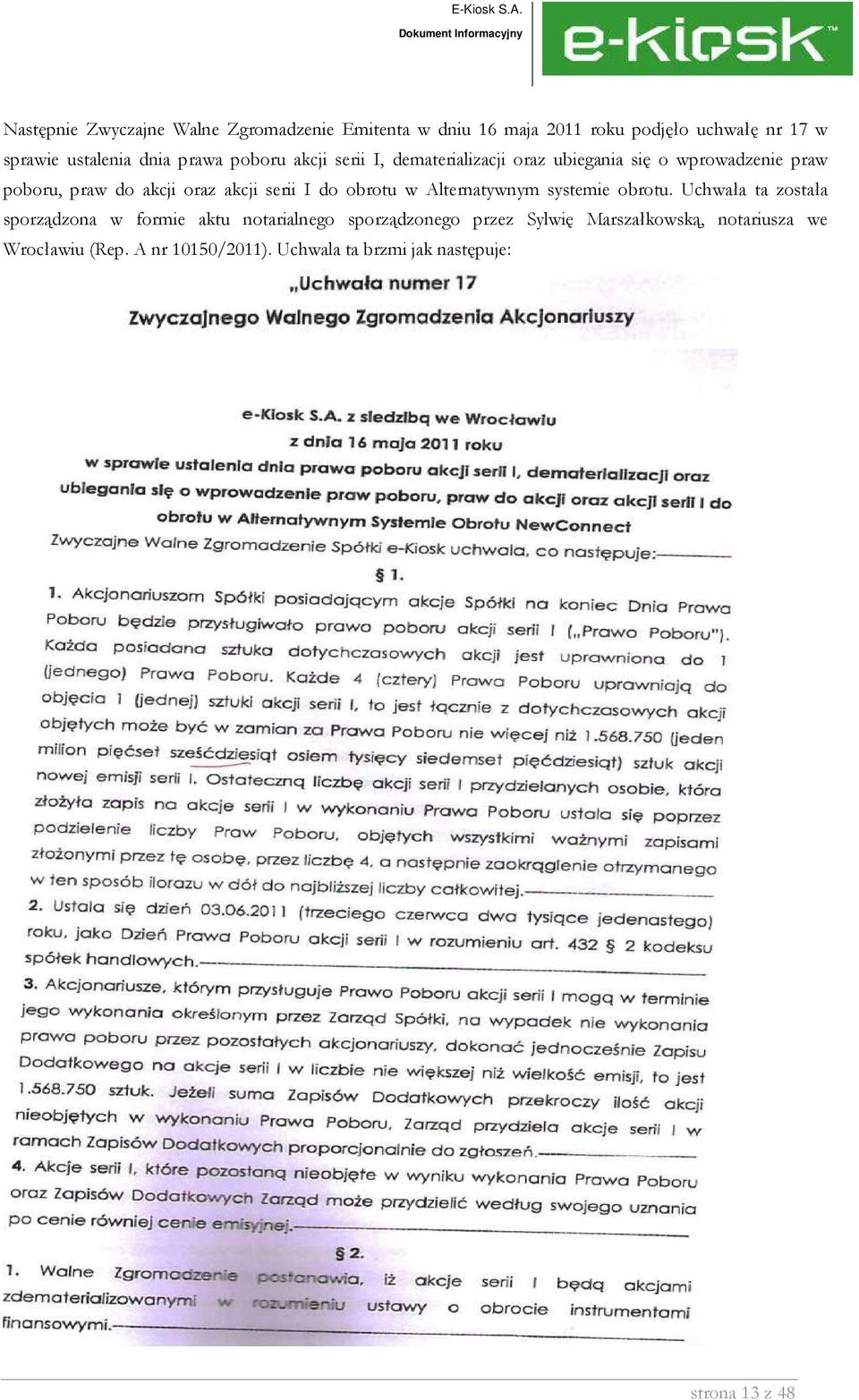 serii I do obrotu w Alternatywnym systemie obrotu.