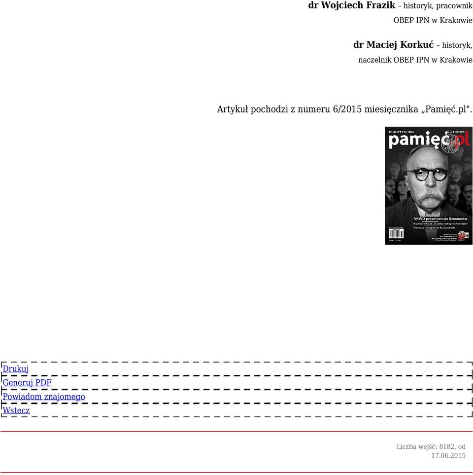pochodzi z numeru 6/2015 miesięcznika Pamięć.pl".