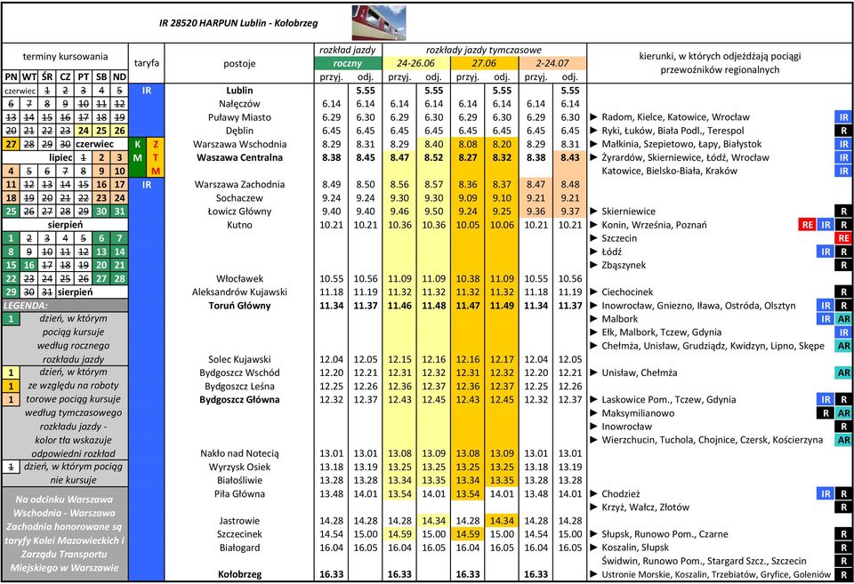 45 6.45 6.45 6.45 6.45 6.45 6.45 6.45 yki, Łuków, Biała Podl., erespol K Z Warszawa Wschodnia 8.29 8.31 8.29 8.40 8.08 8.20 8.29 8.31 Małkinia, Szepietowo, Łapy, Białystok I lipiec 1 2 3 M Waszawa Centralna 8.