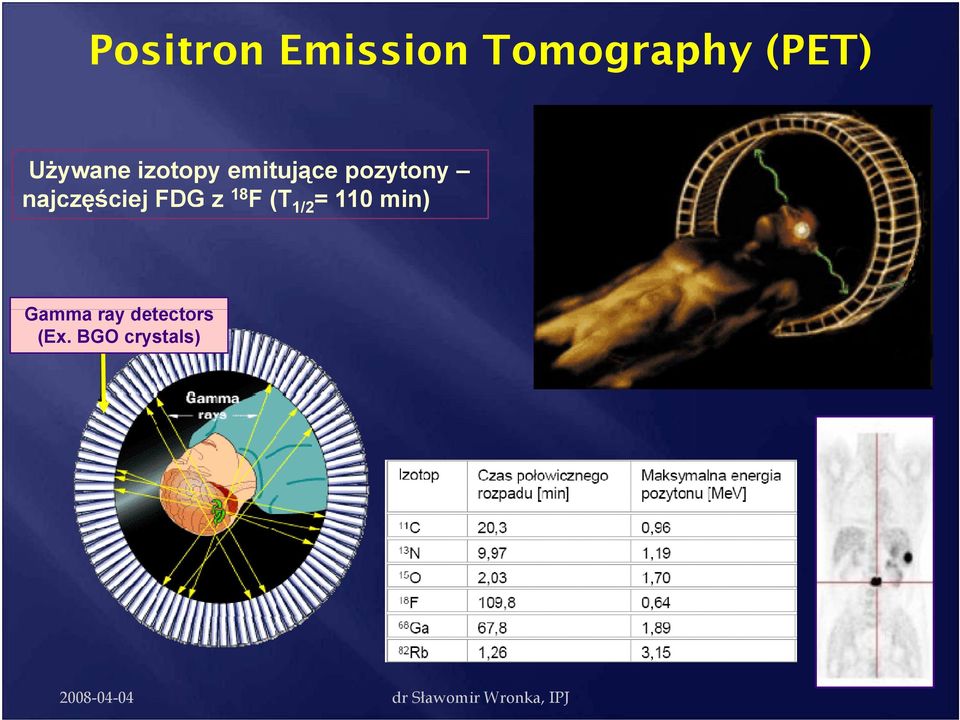 najczęściej ę j FDG z 18 F (T 1/2 =